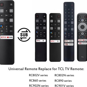 Tüm TCL Akıllı TV'ler için RC802V Evrensel Uzaktan Kumanda, Tüm TCL Android TV için TV Uzaktan Değiştirme (Ses Fonksiyonu Yok)